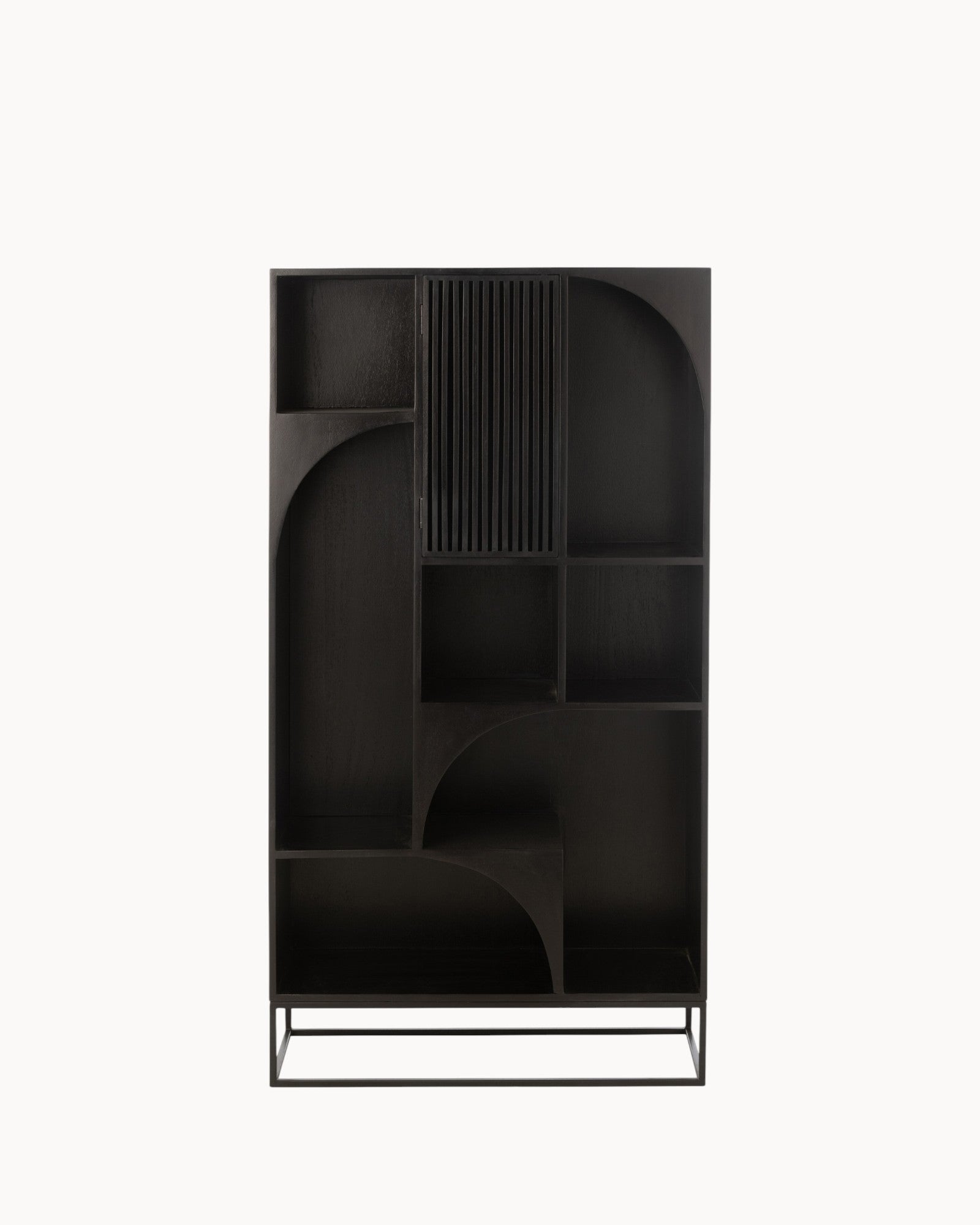 Hom & Ember - Tall Cabinet in Black Wood and MDF - Hom & Ember