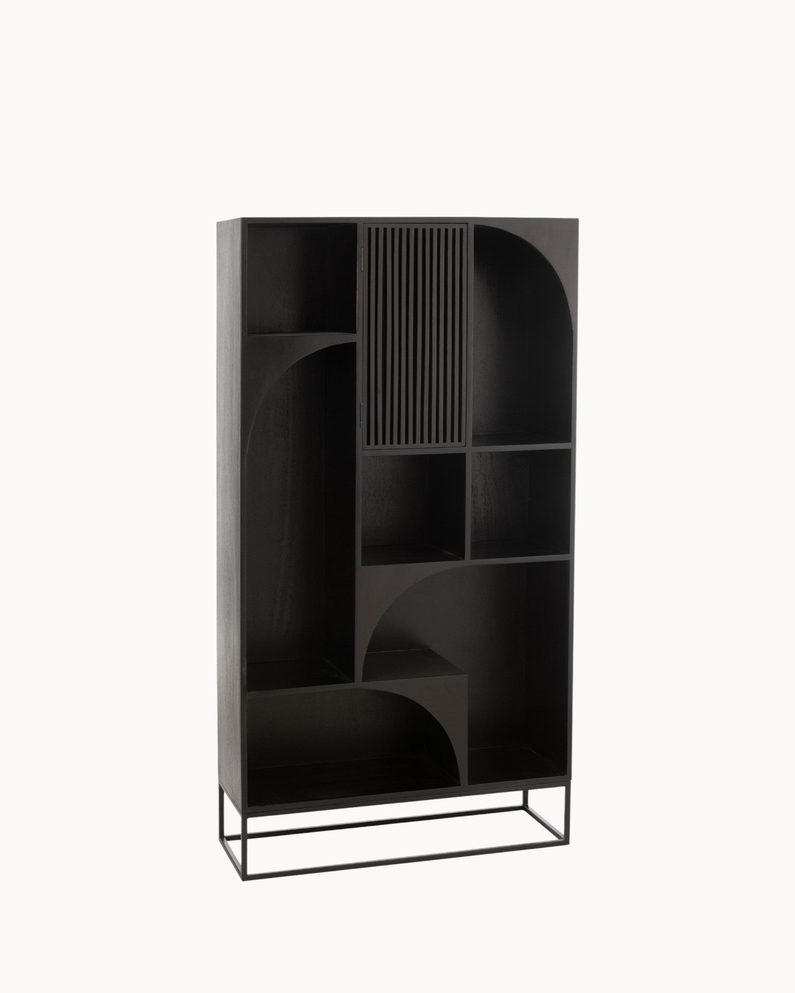Hom & Ember - Tall Cabinet in Black Wood and MDF - Hom & Ember