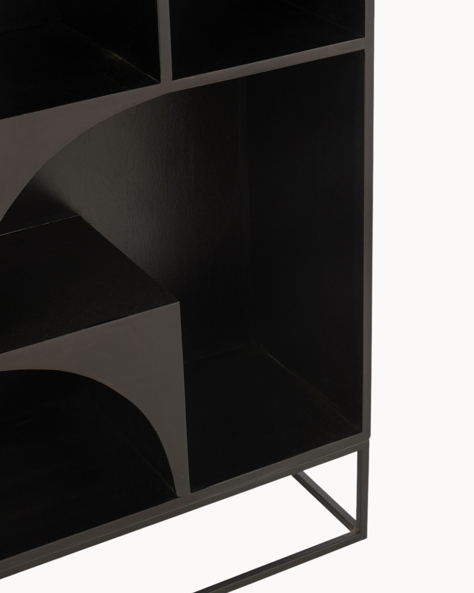 Hom & Ember - Tall Cabinet in Black Wood and MDF - Hom & Ember