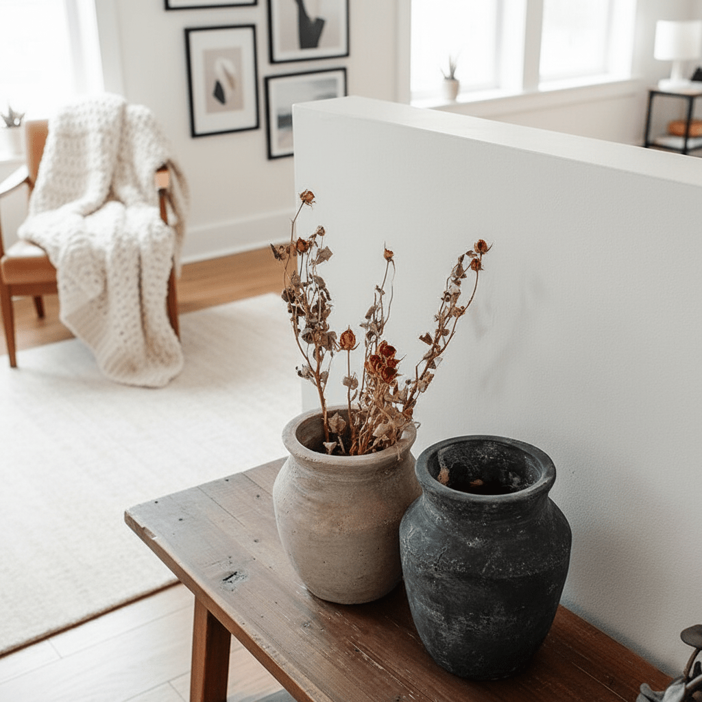 Hom & Ember – Terracotta Ceramic Vase 25 cm Rustic Pastoral Design - Hom & Ember