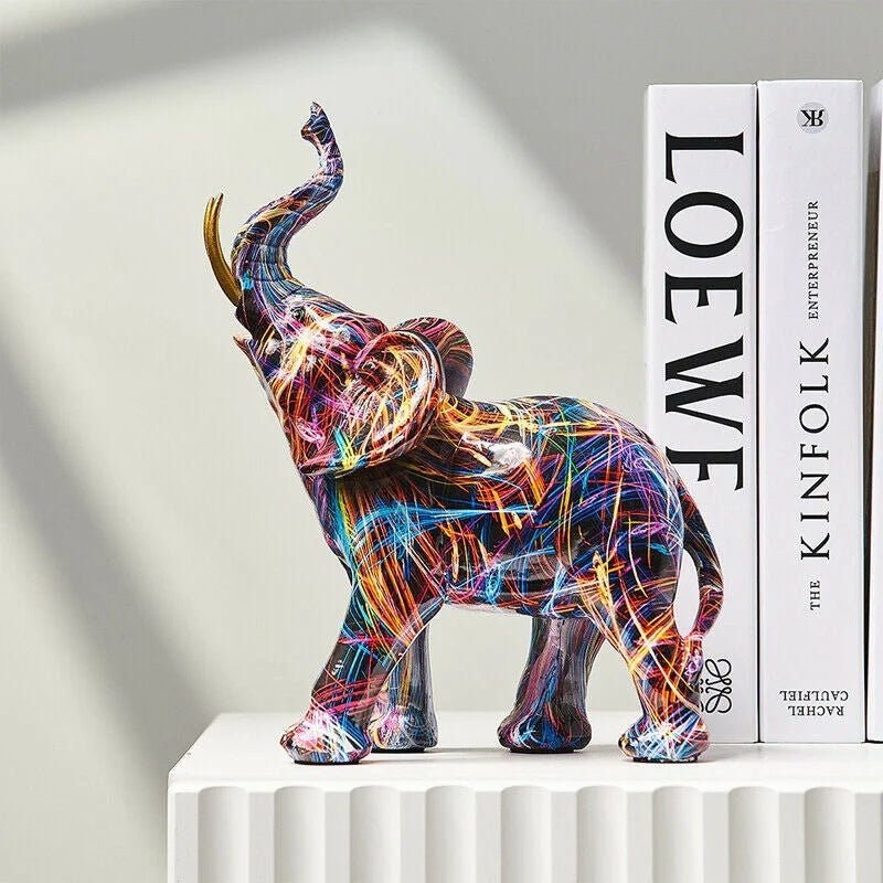 Hom & Ember – Vibrant Resin Elephant Sculpture for Artistic Elegance - Hom & Ember
