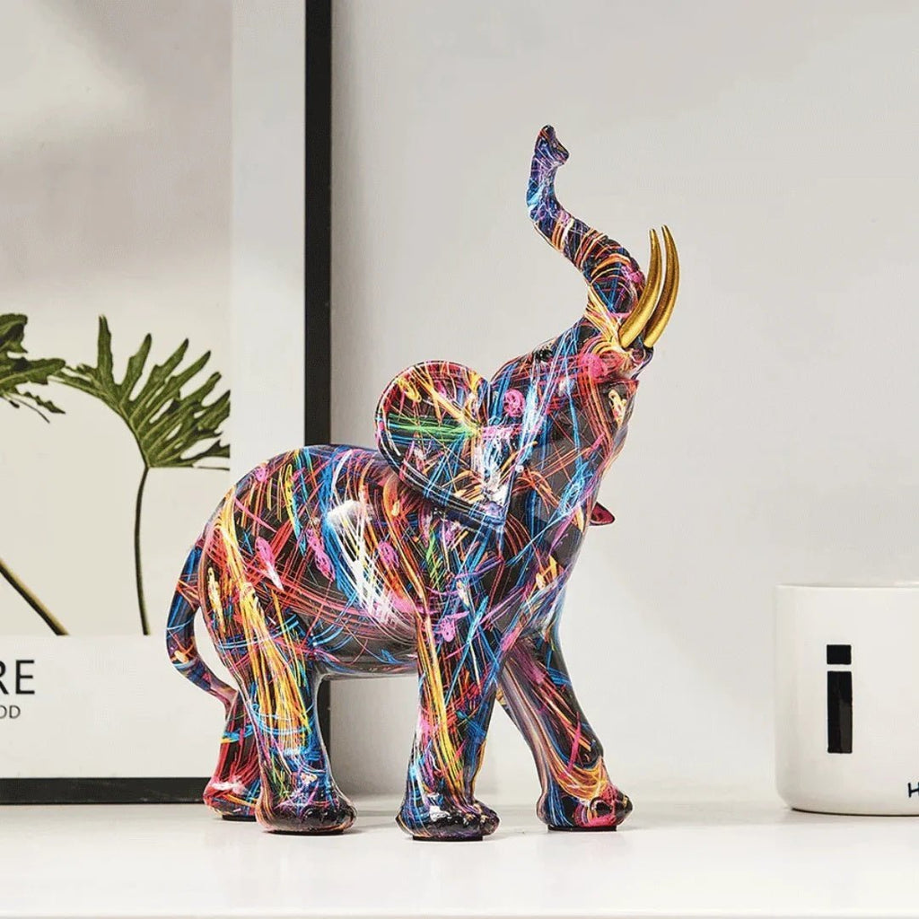 Hom & Ember – Vibrant Resin Elephant Sculpture for Artistic Elegance - Hom & Ember