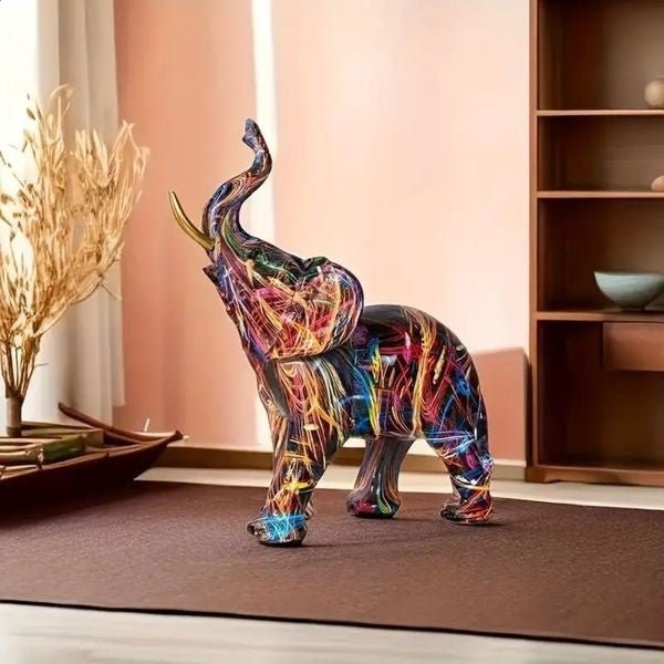 Hom & Ember – Vibrant Resin Elephant Sculpture for Artistic Elegance - Hom & Ember
