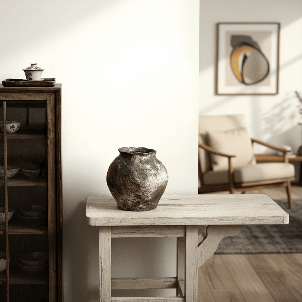 Hom & Ember – Vintage Ceramic Vase 20 cm for Minimalist Modern Design - Hom & Ember