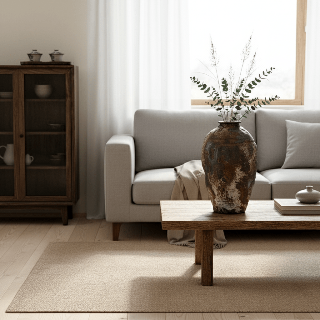 Hom & Ember – Vintage Ceramic Vase 20 cm for Minimalist Modern Design - Hom & Ember