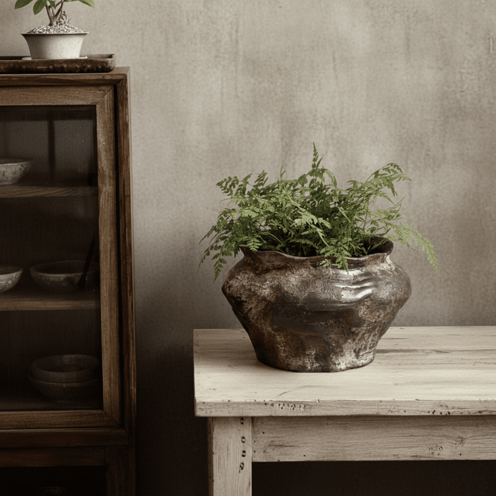 Hom & Ember – Vintage Ceramic Vase 20 cm for Minimalist Modern Design - Hom & Ember