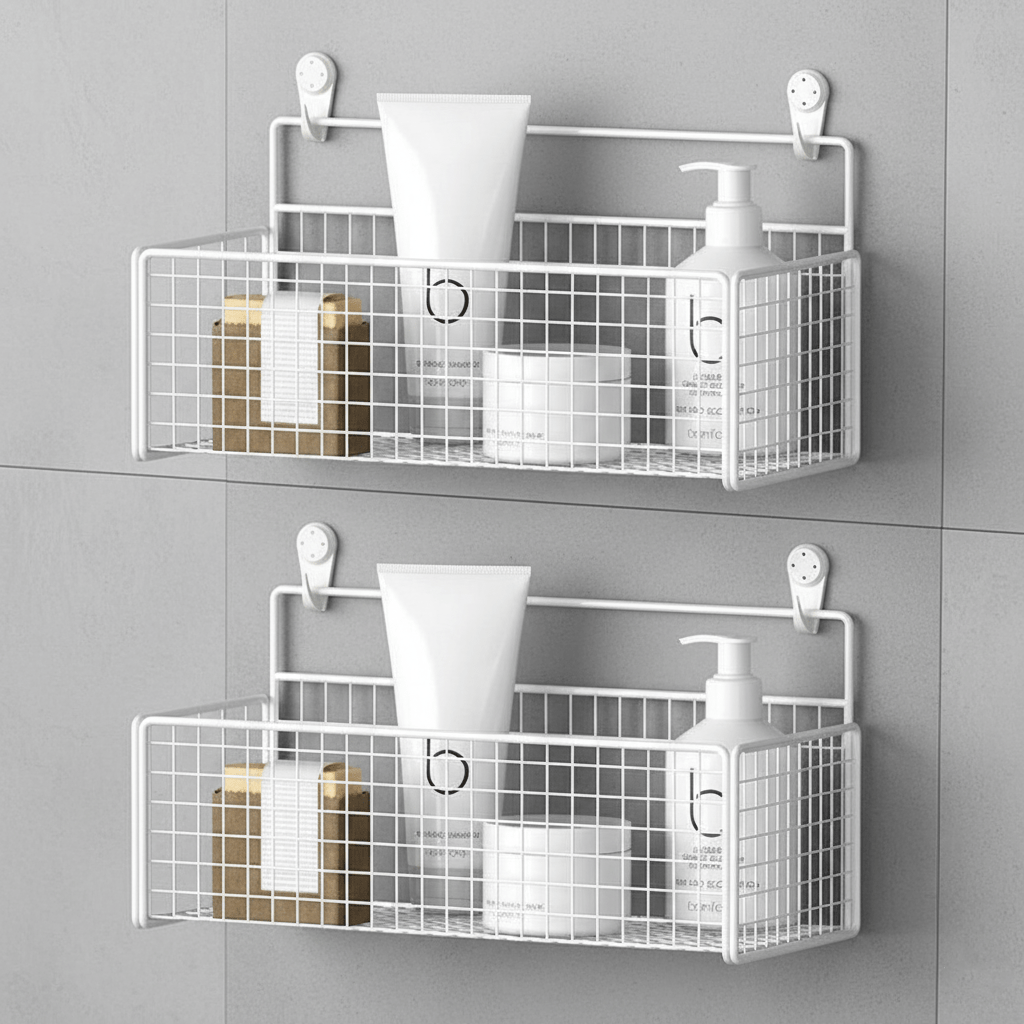 Hom & Ember – Wall - Mounted Bathroom Shelf No - Drill Metal Storage Solution - Hom & Ember