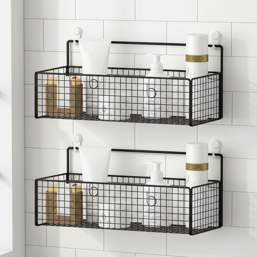 Hom & Ember – Wall - Mounted Bathroom Shelf No - Drill Metal Storage Solution - Hom & Ember