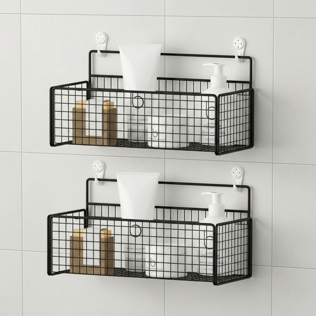 Hom & Ember – Wall - Mounted Bathroom Shelf No - Drill Metal Storage Solution - Hom & Ember