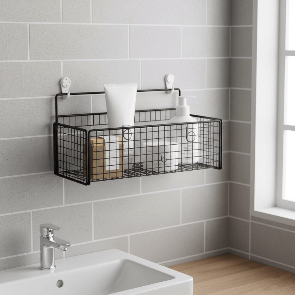 Hom & Ember – Wall - Mounted Bathroom Shelf No - Drill Metal Storage Solution - Hom & Ember