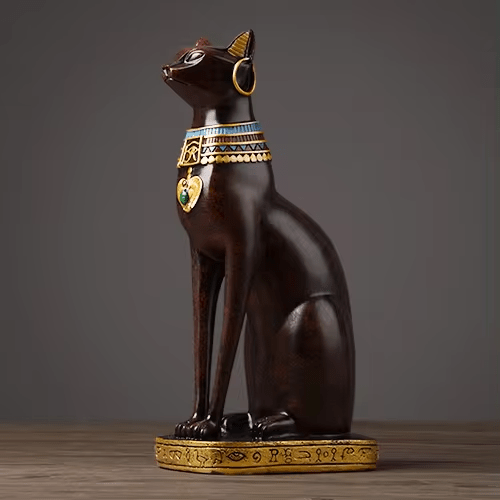 Hom & Ember – Élégante figurine de chat égyptien en résine polie pour une ambiance sereine