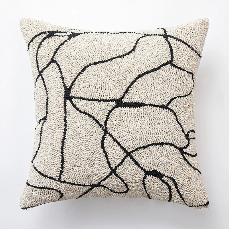 Hom & Ember – Elegant Geometric Tufted Cushion Cover in Timeless Tones for a Serene Ambiance