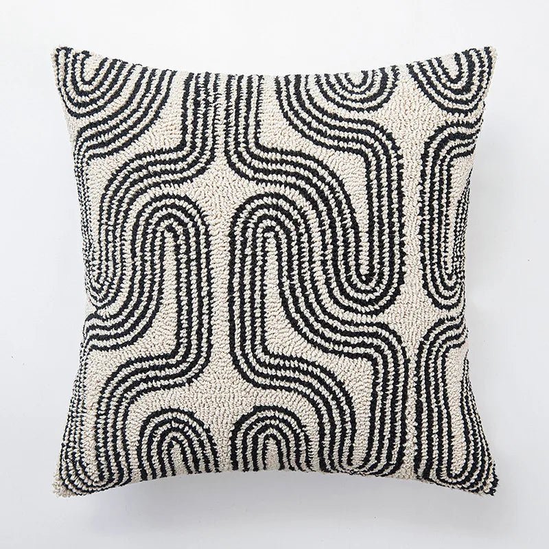 Hom & Ember – Elegant Geometric Tufted Cushion Cover in Timeless Tones for a Serene Ambiance