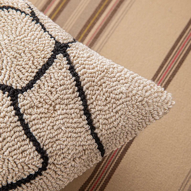 Hom & Ember – Elegant Geometric Tufted Cushion Cover in Timeless Tones for a Serene Ambiance