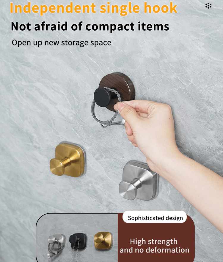 Suction Cup Wall Hooks Set of 2 No Drill Removable Bathroom Towel and Robe Holder for Smooth Surfaces - Hom & Ember